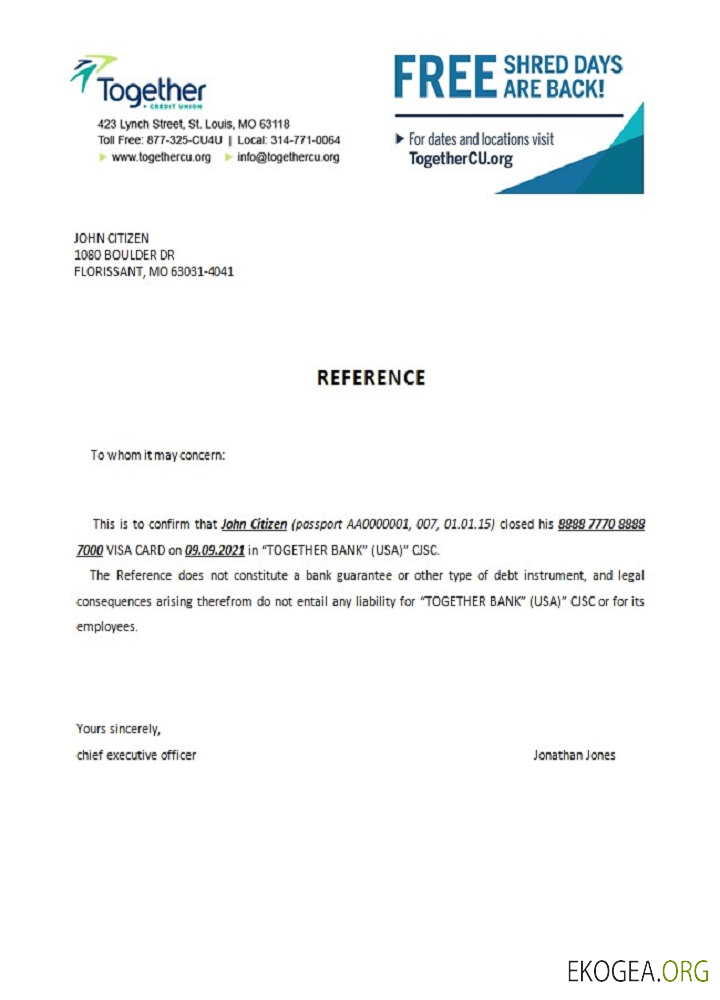 Référence USA , Together , closure